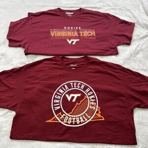 Virginia Tech Hokies T-Shirt MAROON Captivating‎ NCAA Football Size XL LOT OF 2